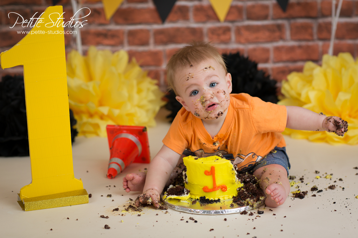 Sebastian | Cake Smash Photographer in Riverside, CA | Riverside Newborn  Ph… | Construction theme birthday party, Construction cake smash, Cars  theme birthday party