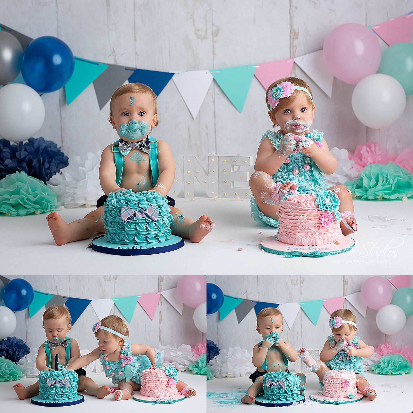 Naperville And Chicago First Birthday Photographer Twins Cake Smash Boy And Girl Cake Smash Petite Studios Llc